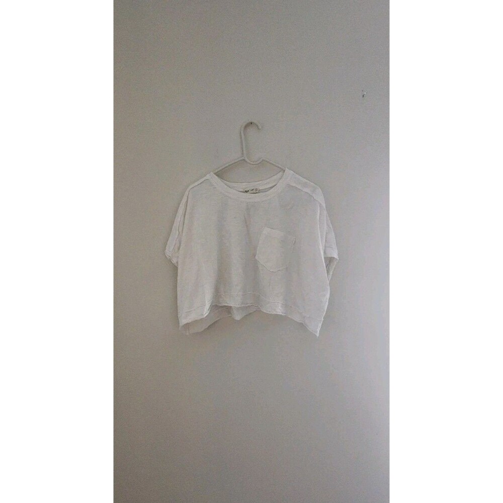 New in Womena White Crop Top Vintage Minamalist Simple Classy 100% Cotton Sz M